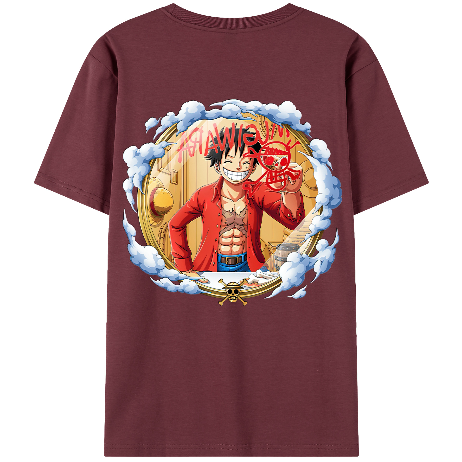 ワンピース モンキー・D・ルフィ ONE PIECE Monkey D. Luffy 綿100％半袖Tシャツ（背面プリント）